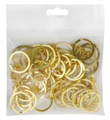50 Lİ ANAHTARLIK HALKASI ZİNCİRLİ METAL 4,5 CM ALTIN