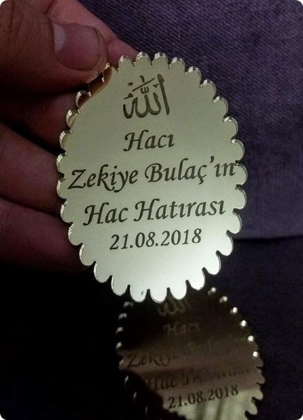 100 lü Tırtıklı Oval Pleksi Ayna Hac Hediyelik / Hatırası (5x7 cm)