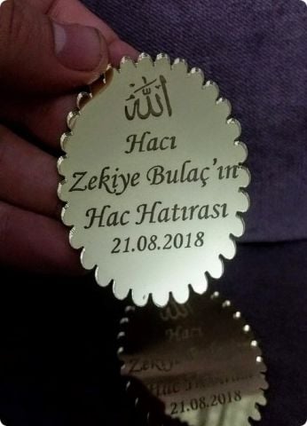 100 lü Tırtıklı Oval Pleksi Ayna Hac Hediyelik / Hatırası (5x7 cm)