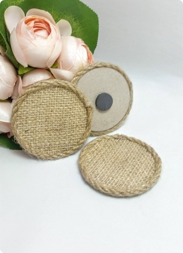 100 Lü Çuval Yuvarlak Jüt Magnet / Boş  (Söz, Nişan, Nikah, Şekeri)