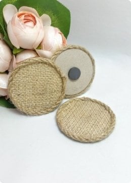 100 Lü Çuval Yuvarlak Jüt Magnet / Boş  (Söz, Nişan, Nikah, Şekeri)