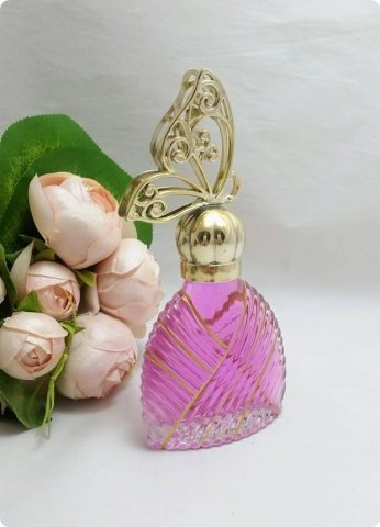 12 Li 3 Boyutluı Pvc Kelebek Tepelikli Diva Yaldızlı / Varaklı Cam yassı Kolonya Şişe