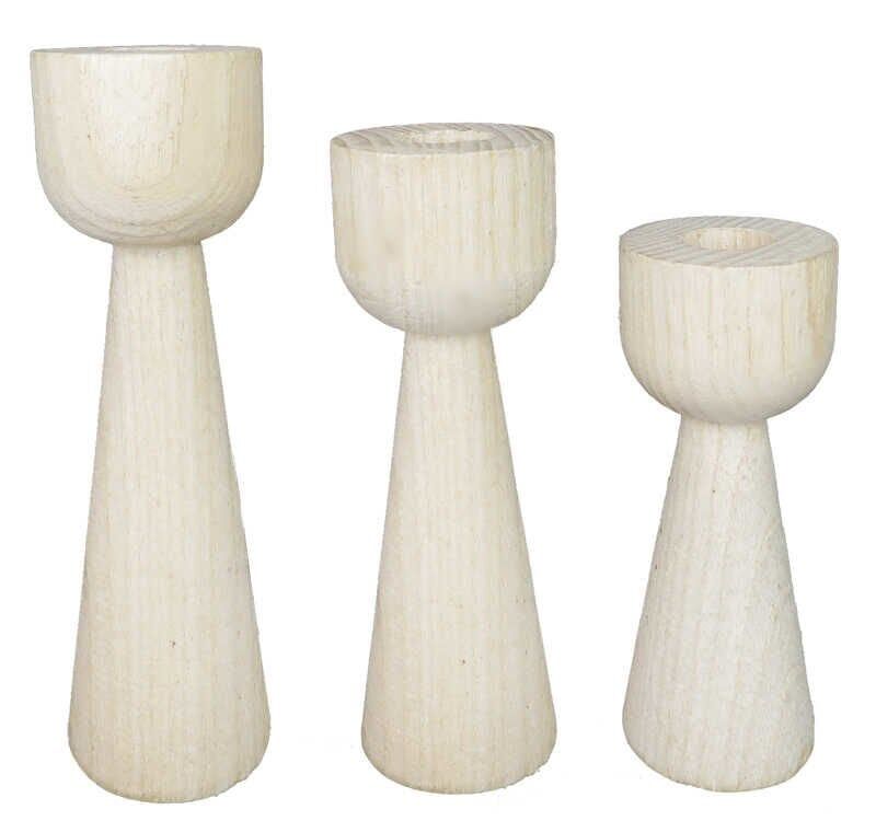 AĞAÇ KÜTÜK ŞAMDAN KADEH NATUREL PK:3 LÜ SET