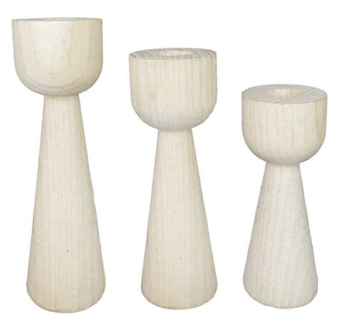 AĞAÇ KÜTÜK ŞAMDAN KADEH NATUREL PK:3 LÜ SET