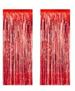 2 Lİ SET METALİZE FON SÜSÜ ASMALI 50X230 CM KIRMIZI