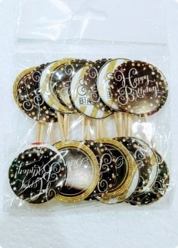 20 li Happy Birthday Süsleme Kürdanı (Cupcake - Muffin -kek dekoratif kürdan)