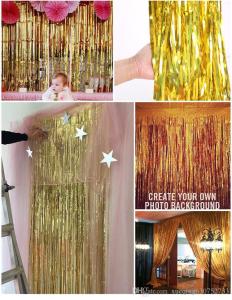 2 Lİ SET METALİZE FON SÜSÜ ASMALI 50X230 CM KIRMIZI