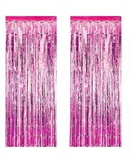 2 Lİ SET METALİZE FON SÜSÜ ASMALI 50x230 CM PEMBE