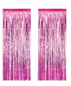2 Lİ SET METALİZE FON SÜSÜ ASMALI 50x230 CM PEMBE