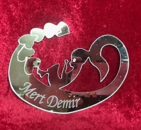 Bebekli vav pleksi aynalı bebek şekeri (6,5*8cm)