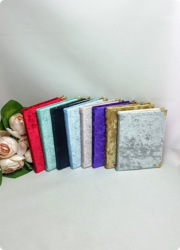 (128 sayfa ) 1 Paket  7 x 10 cm Kadife Kumaş Kaplı Yasin i Şerif