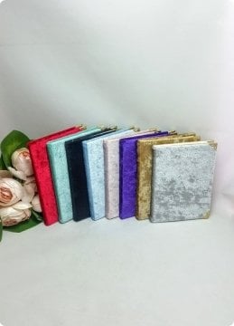 (128 sayfa ) 1 Paket  7 x 10 cm Kadife Kumaş Kaplı Yasin i Şerif
