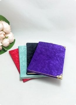 (80 sayfa ) 1 Paket  7 x 10 cm Kadife Kumaş Kaplı Yasin i Şerif