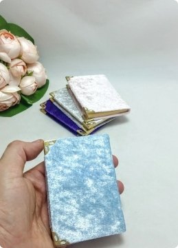 (80 sayfa ) 1 Paket  7 x 10 cm Kadife Kumaş Kaplı Yasin i Şerif