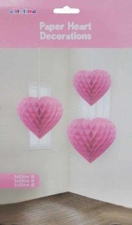 PETEK MODELİ KALPLİ SÜS 3 LÜ SET PEMBE