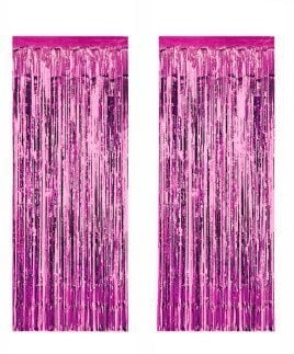 2 Lİ SET METALİZE FON SÜSÜ ASMALI 50X230 CM FUŞYA