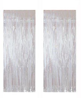 2 Lİ SET METALİZE FON SÜSÜ ASMALI BEYAZ 50X230 CM