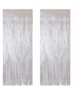 2 Lİ SET METALİZE FON SÜSÜ ASMALI BEYAZ 50X230 CM