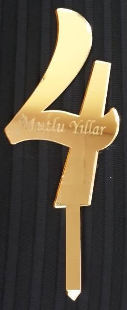 Mutlu Yıllar Pasta üzeri pleksi rakkam