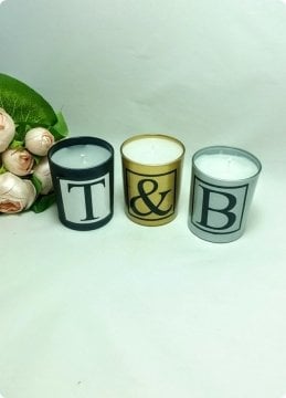 3 Lü İçi Mumlu Büyük Boy Harfli Cam Bardak 180 cc