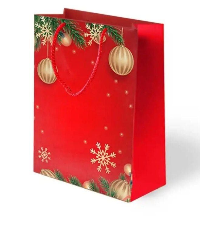 10 Lu 25x30 cm Yılbaşı Coşkusu Karton Çanta