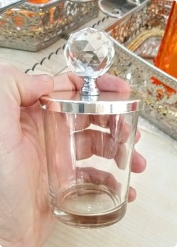 50 lİ Kristal Tepelikli Üçgen Cam orta boy Bardak Mumluk / Şekerlik