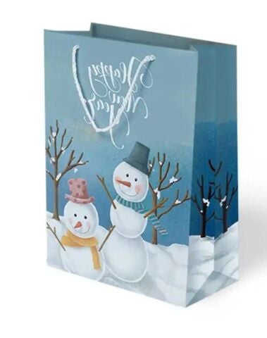 10 Lu 25x30 cm Yılbaşı Kardan Adam Karton Çanta